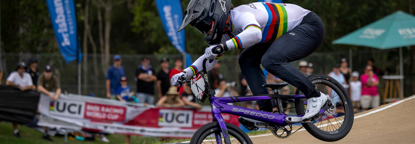 Romain Mahieu (BMX) Le champion de BMX Romain Mahieu durant une course