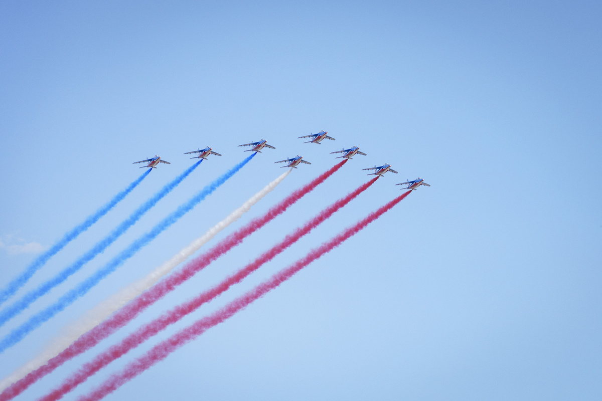 Passage de la Patrouille de France au-dessus de Marseille, a l’occasion du 80e anniversaire de la Liberation
